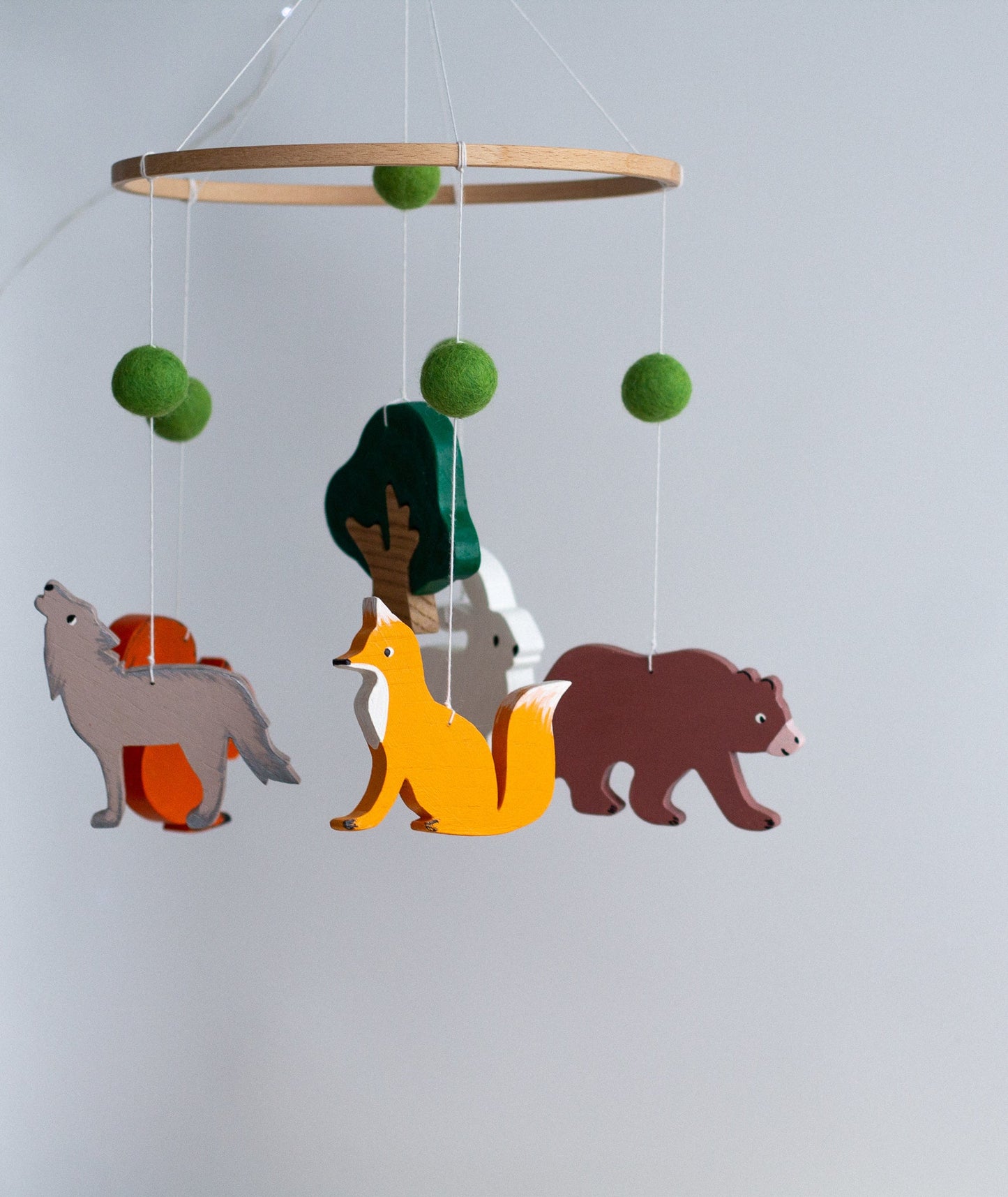 Woodland Wooden Baby Mobile - WoollyFox