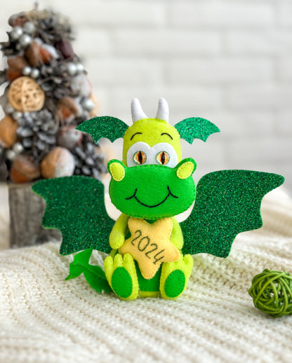 Christmas Dragon Made Of Felt
