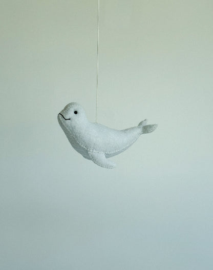 Felt Beluga Whale Ornament