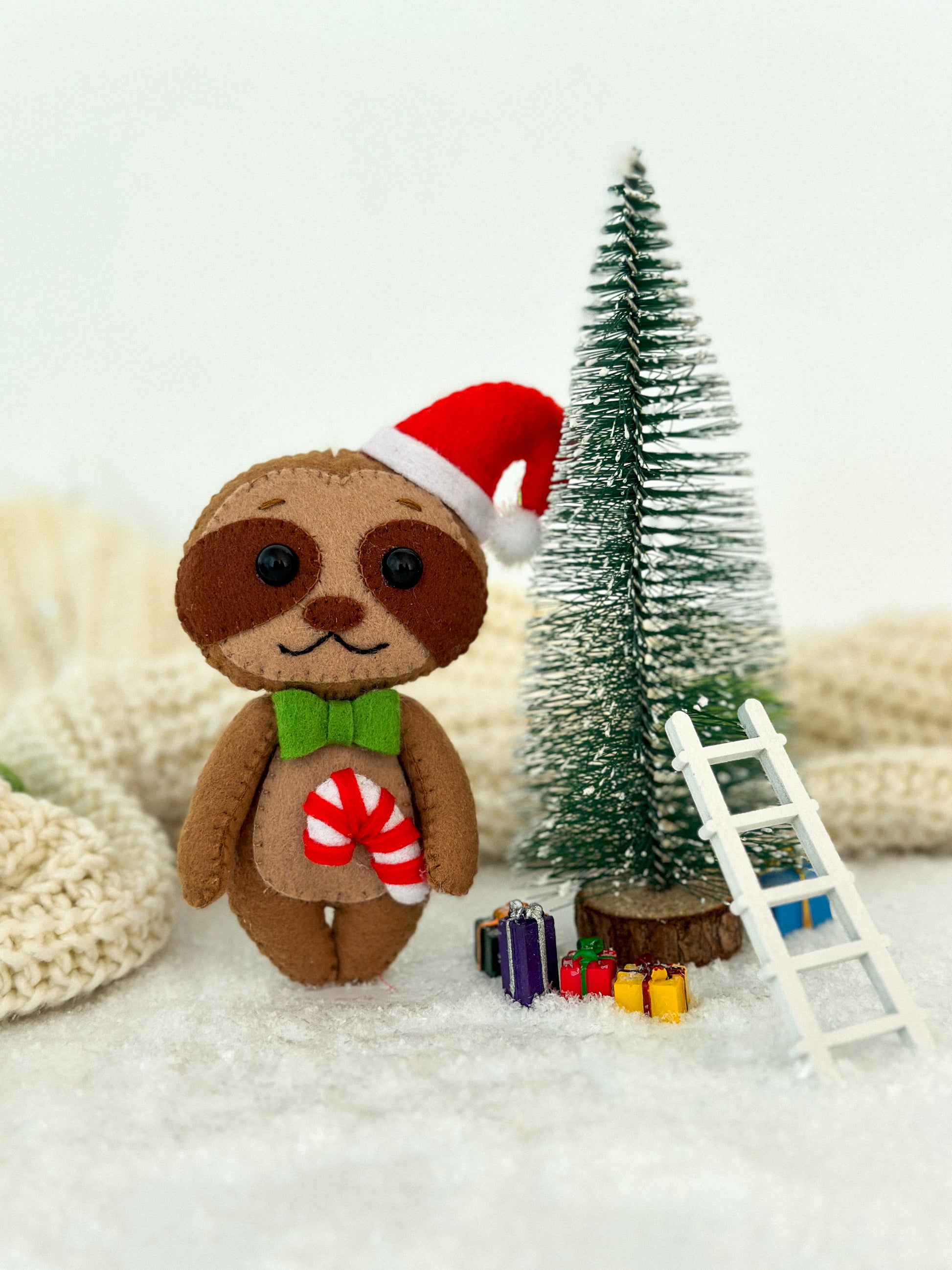 Christmas sloth ornament