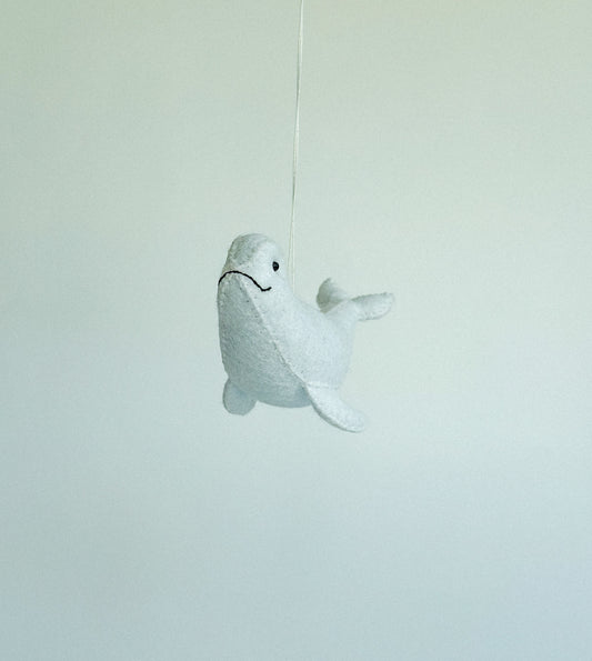 Handcrafted Felt Beluga Whale Ornament