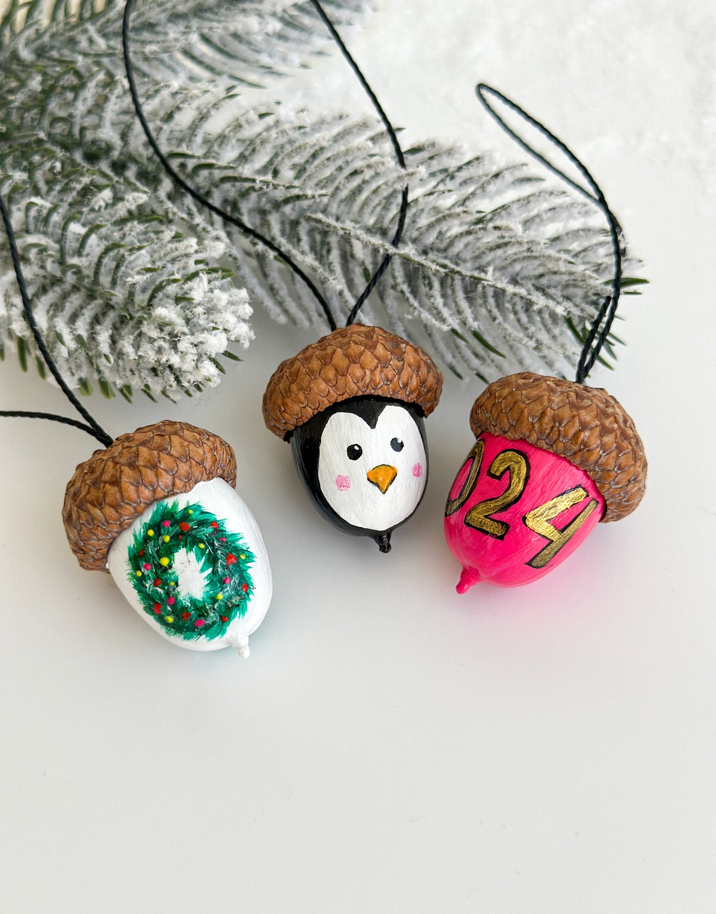 Christmas acorn ornaments Set of 10