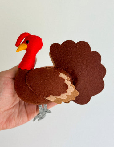 Felt turkey toy for kids – handmade soft plush for Montessori play