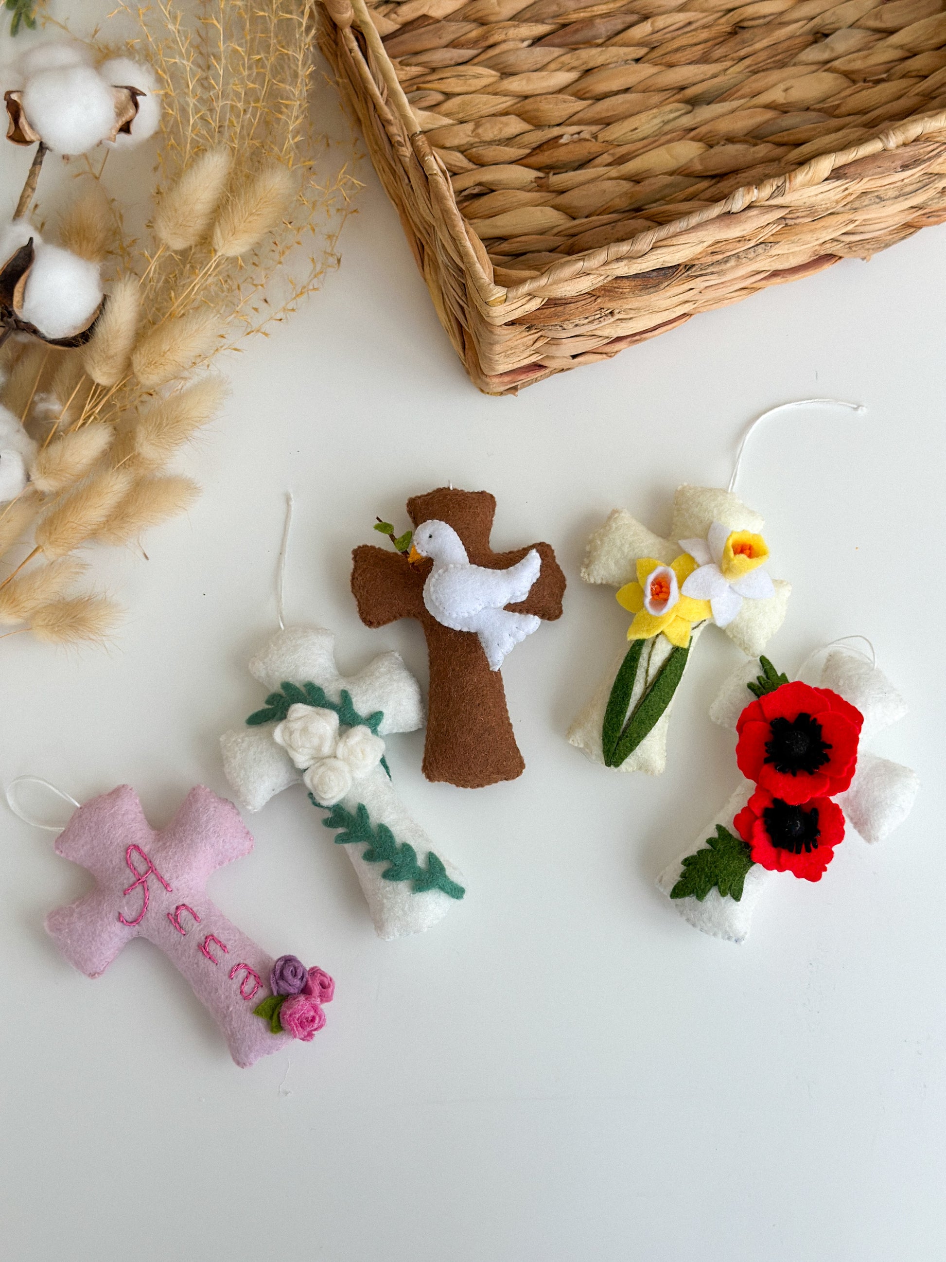 Easter Cross Ornament with Dimensional Flowers Christian Gift for Easter