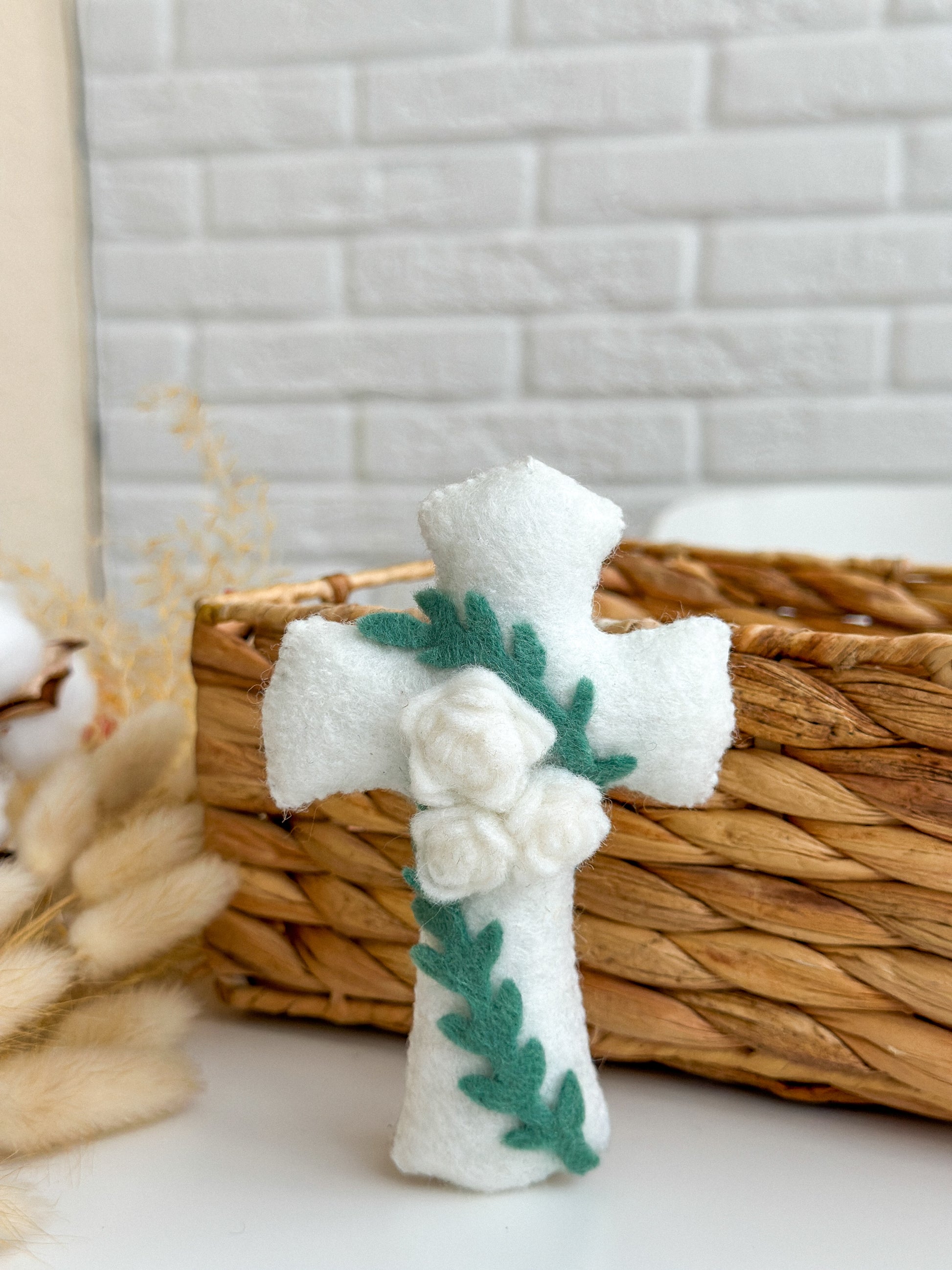 Easter Cross Ornament with Dimensional Flowers Christian Gift for Easter