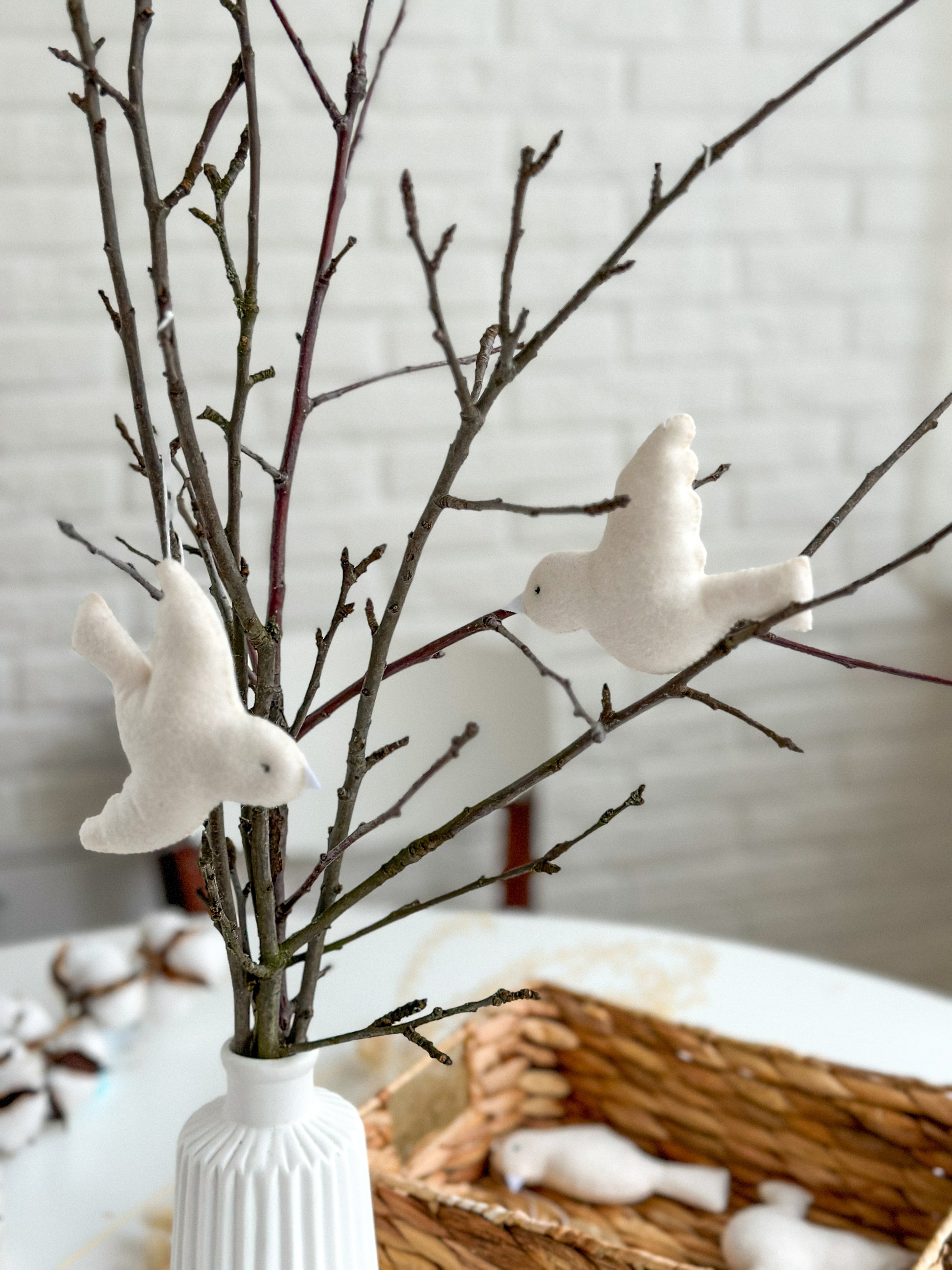 Felt White Bird Ornaments
