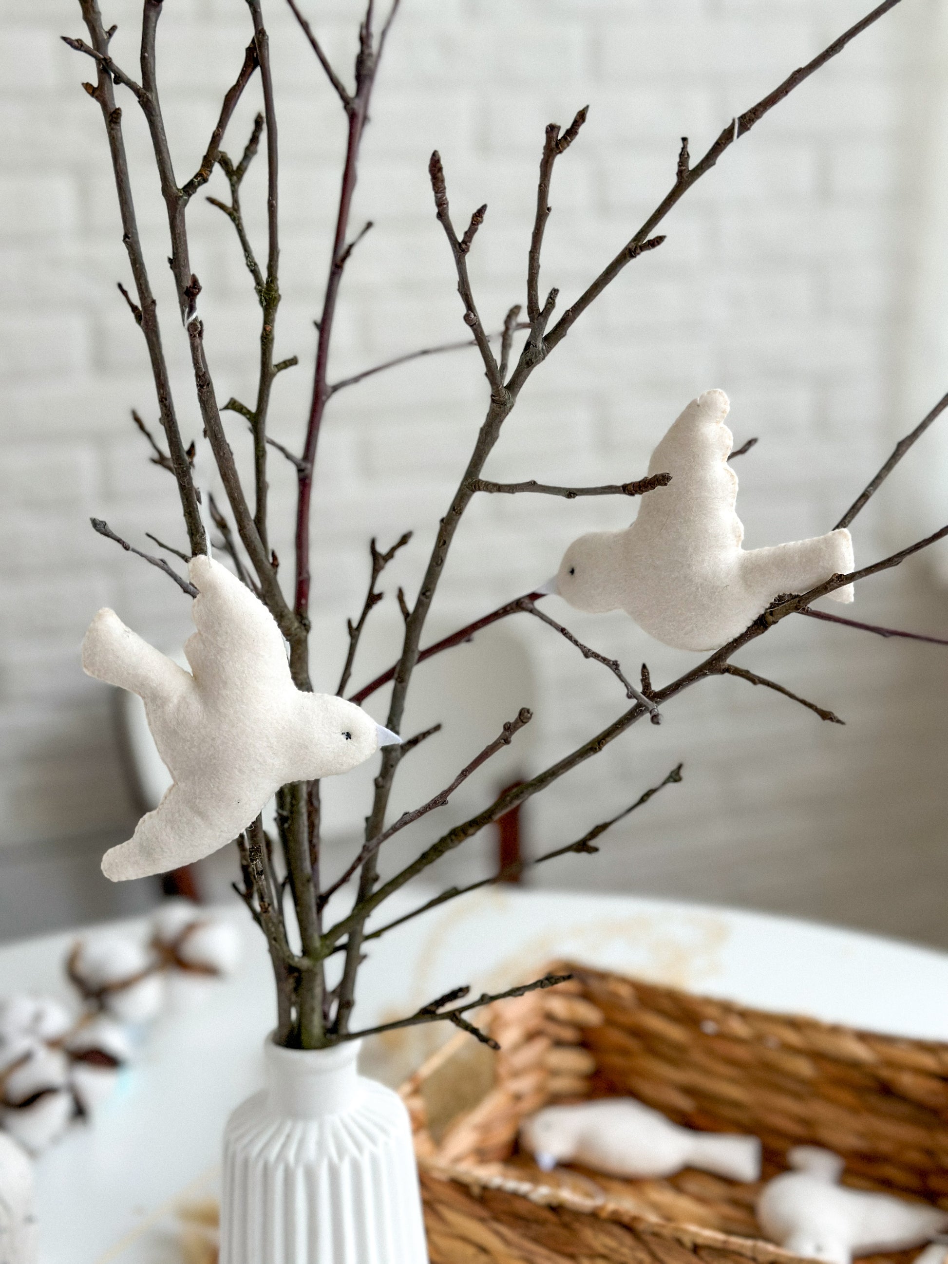 Felt White Bird Ornaments