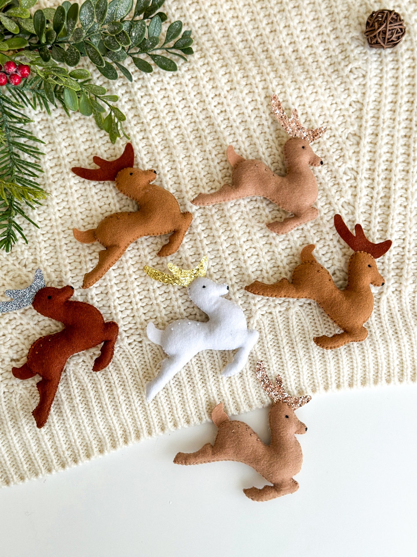 Christmas garland, Christmas tree ornaments Santa and deer’s