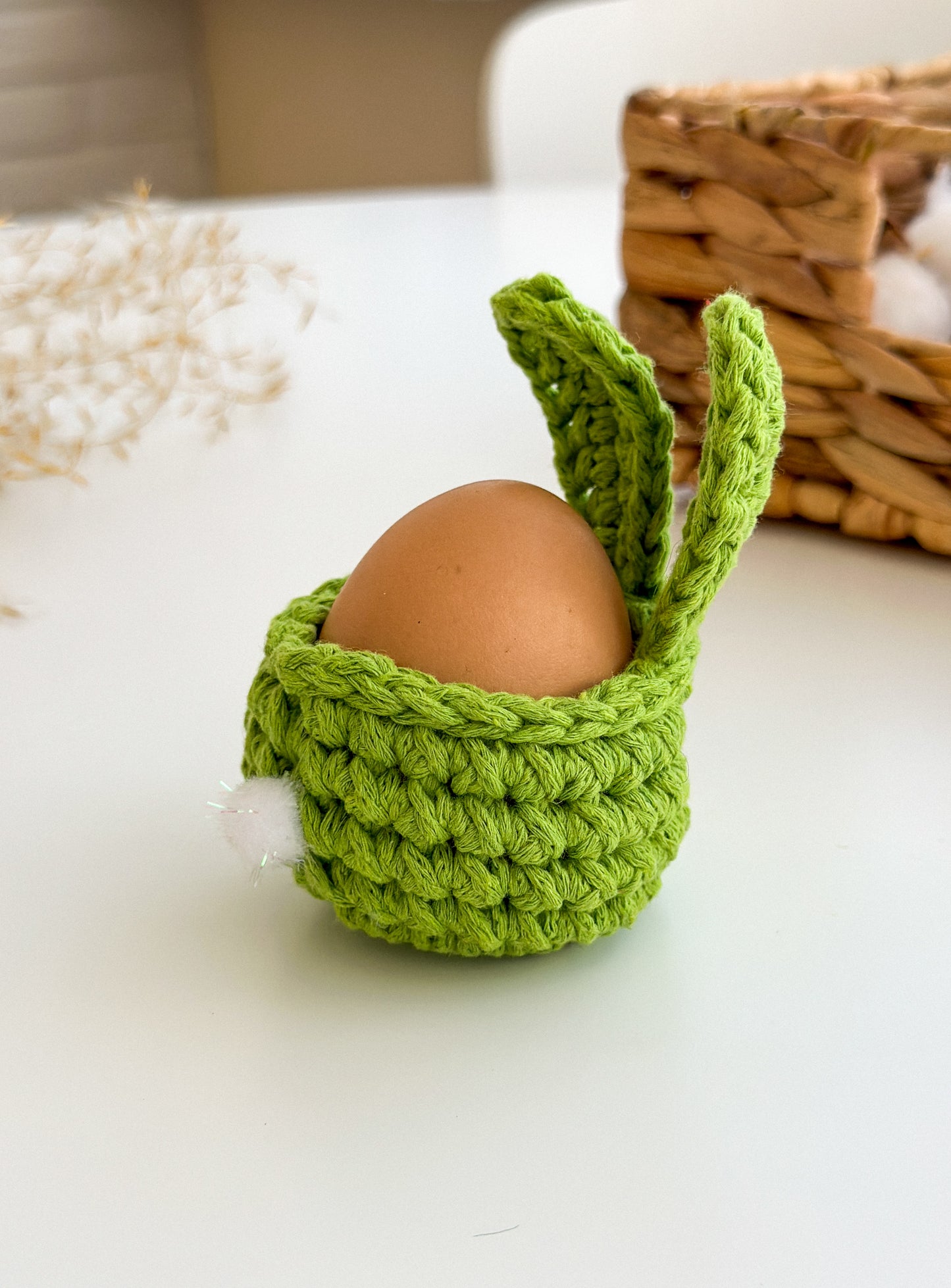 Handcrafted Easter Bunny Egg Basket, Easter decorations, Easter gifts, Crochet egg basket, Crochet Egg Holder