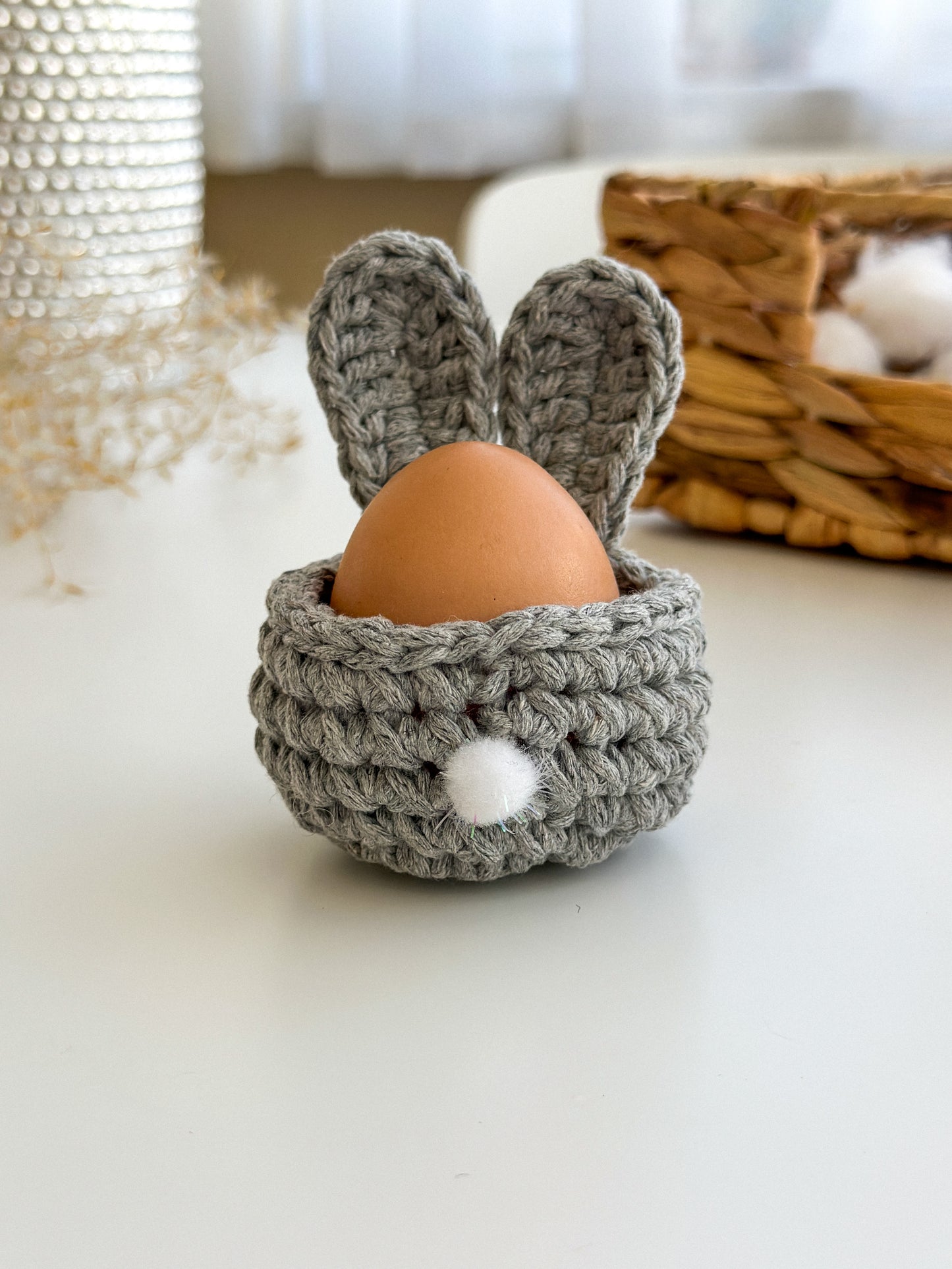 Handcrafted Easter Bunny Egg Basket, Easter decorations, Easter gifts, Crochet egg basket, Crochet Egg Holder