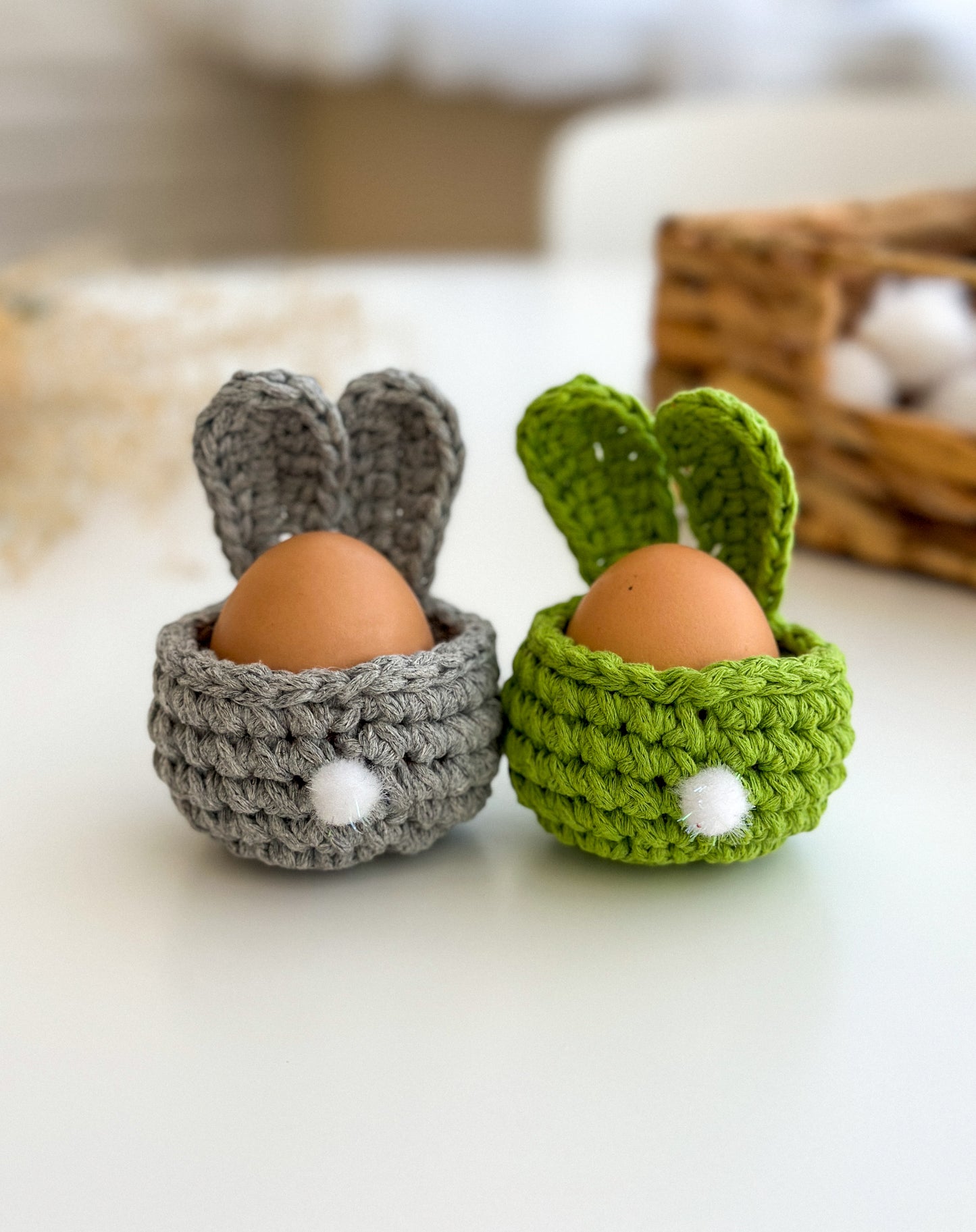 Handcrafted Easter Bunny Egg Basket, Easter decorations, Easter gifts, Crochet egg basket, Crochet Egg Holder