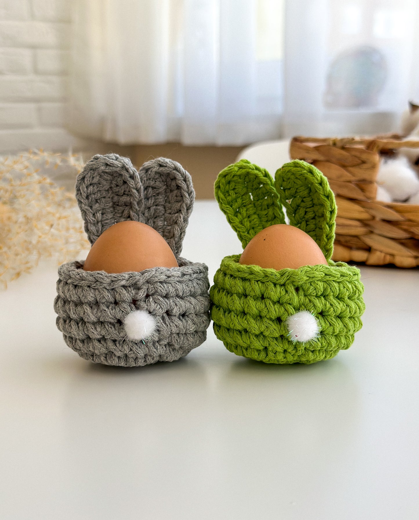 Handcrafted Easter Bunny Egg Basket, Easter decorations, Easter gifts, Crochet egg basket, Crochet Egg Holder