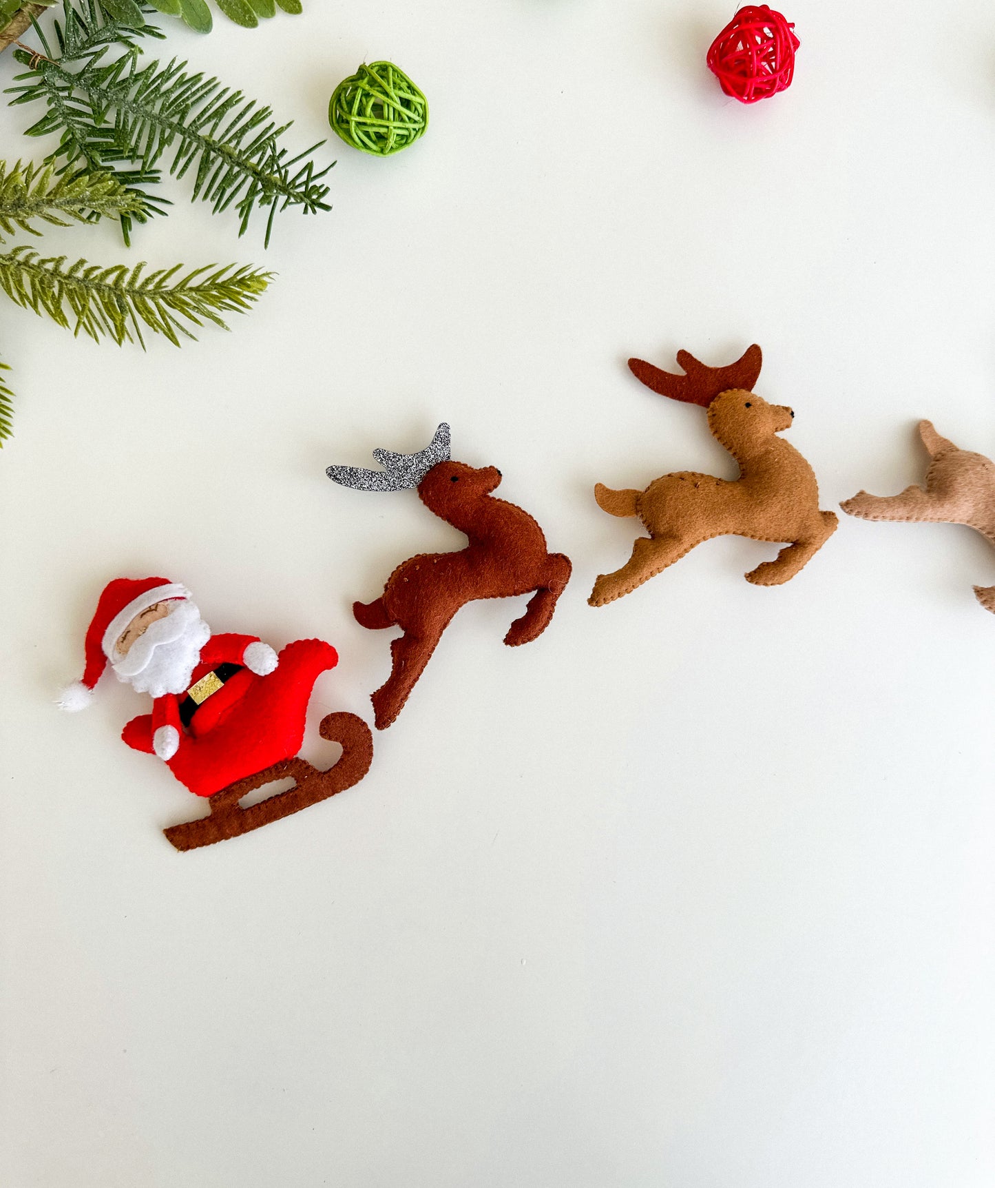 Christmas garland, Christmas tree ornaments Santa and deer’s