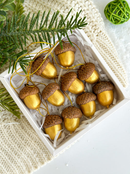Christmas gold acorn ornaments Set of 10/20/30