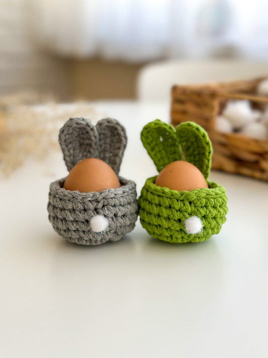 Handcrafted Easter Bunny Egg Basket, Easter decorations, Easter gifts, Crochet egg basket, Crochet Egg Holder