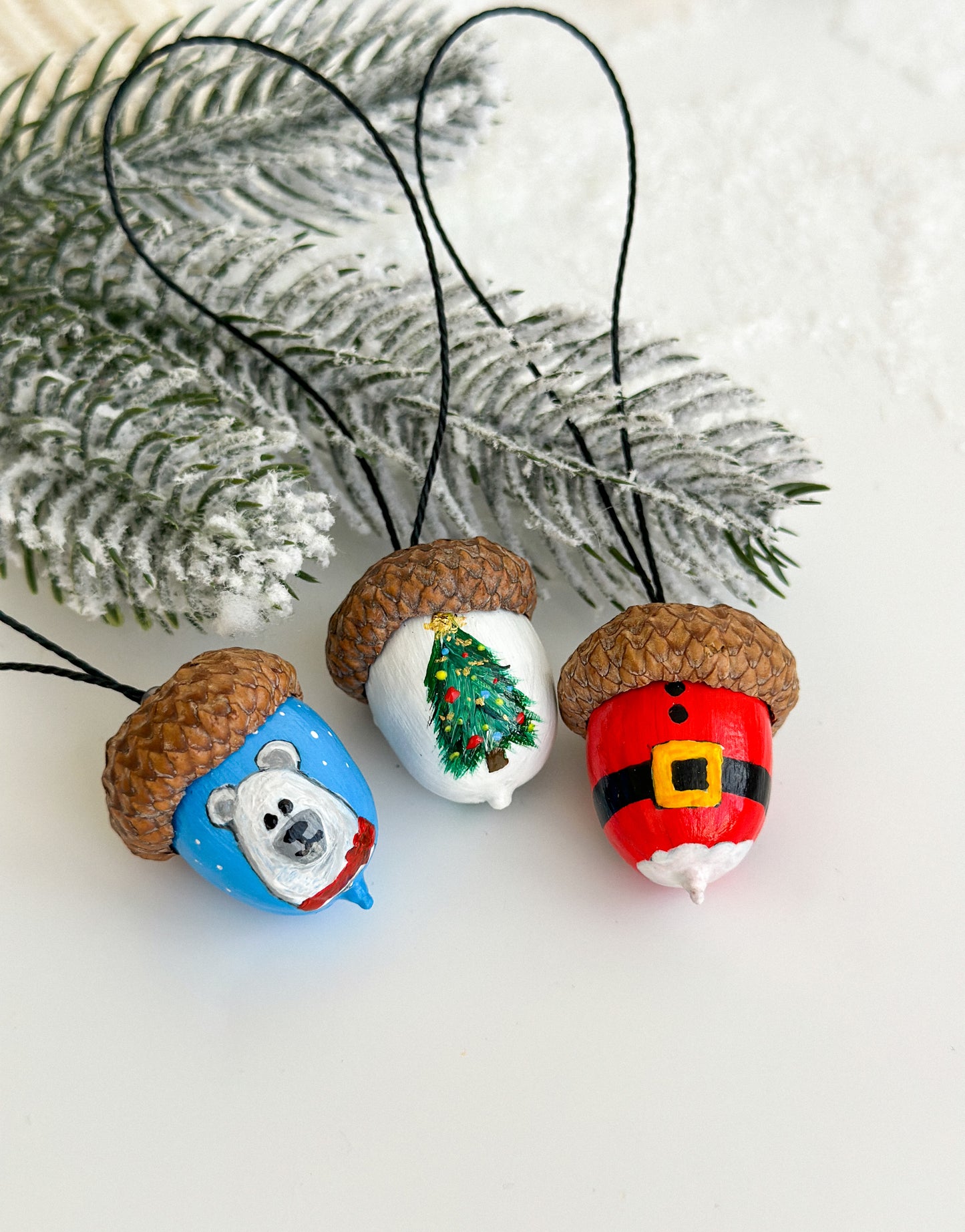 Christmas acorn ornaments Set of 10