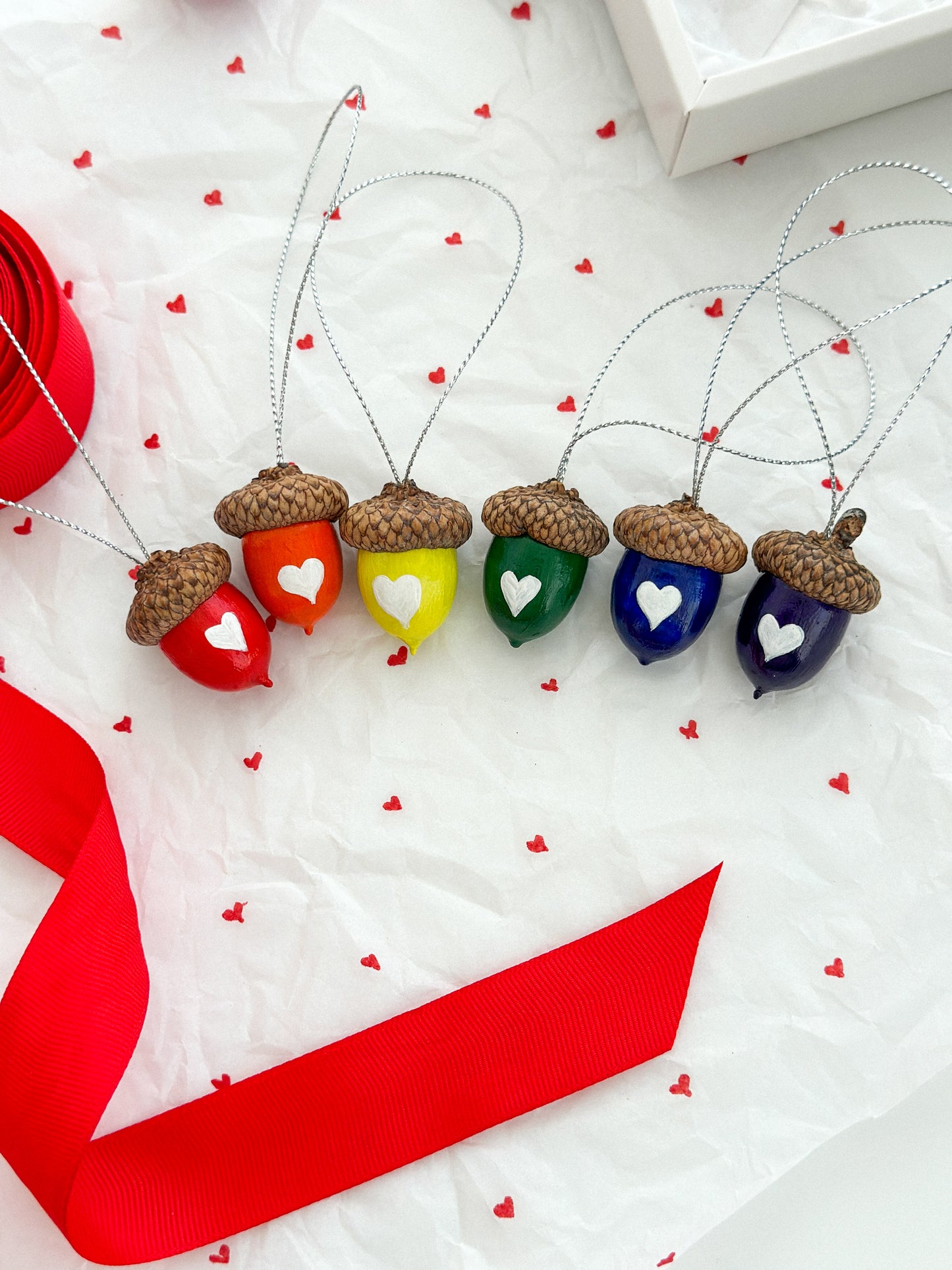 Valentine's Day acorn ornaments