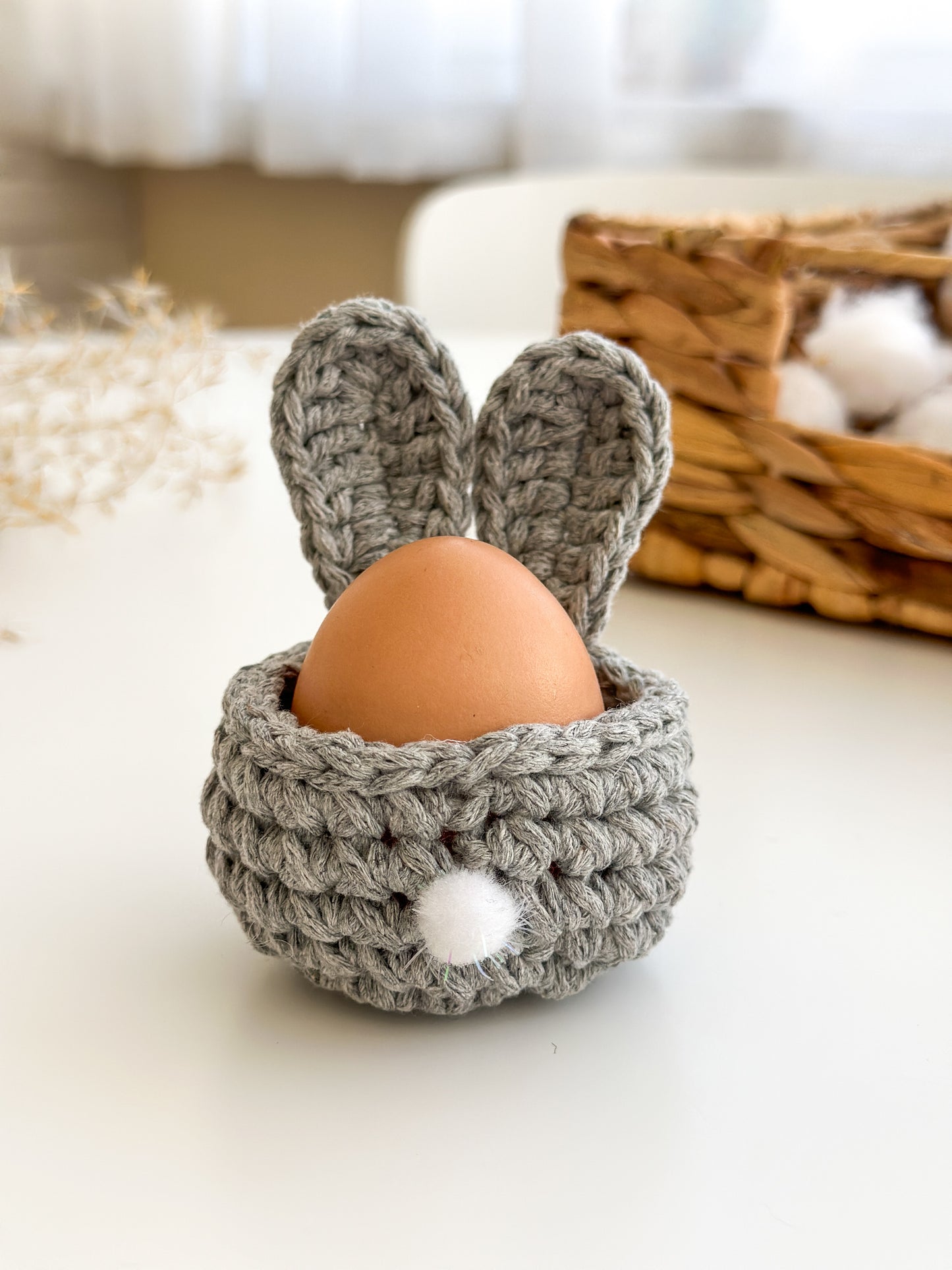 Handcrafted Easter Bunny Egg Basket, Easter decorations, Easter gifts, Crochet egg basket, Crochet Egg Holder