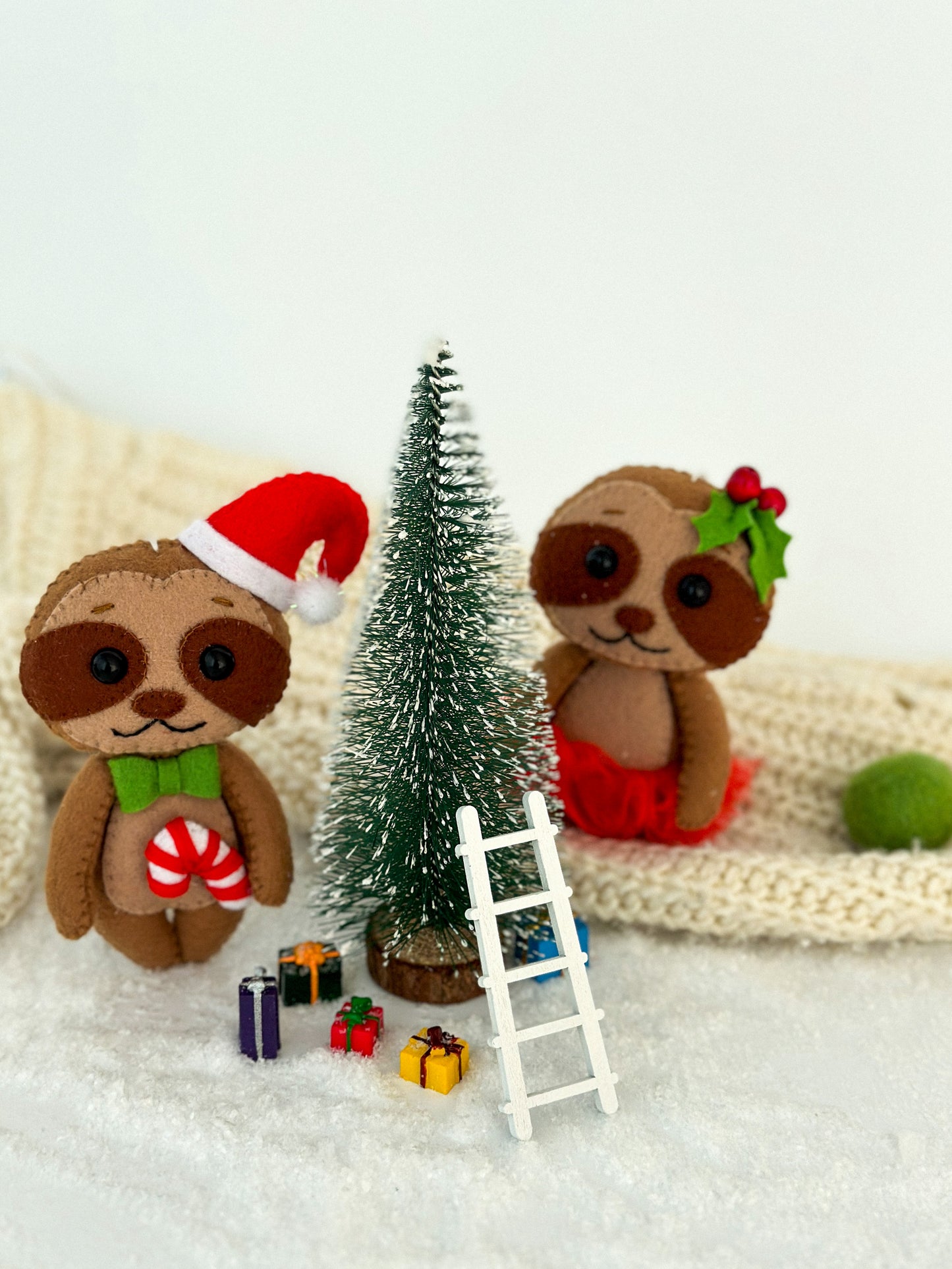Christmas sloth ornament