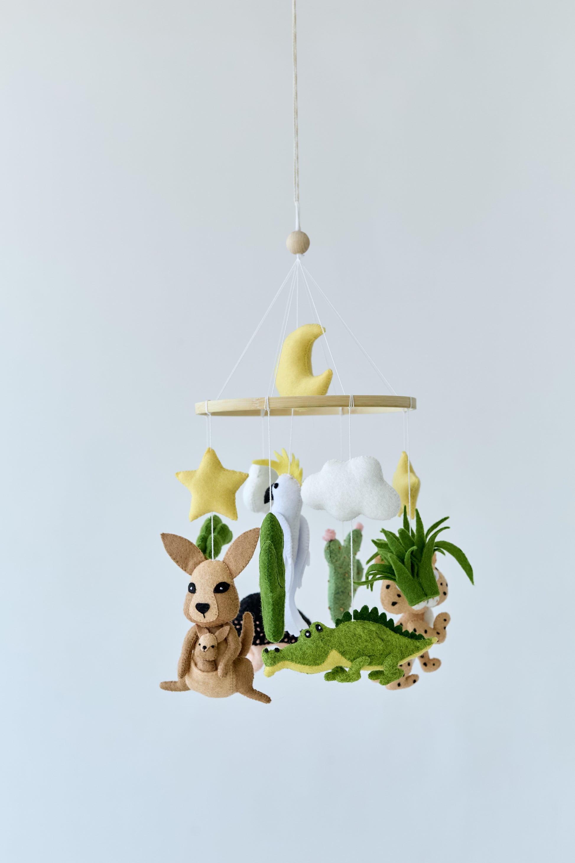 Safari-themed felt mobile for crib decor