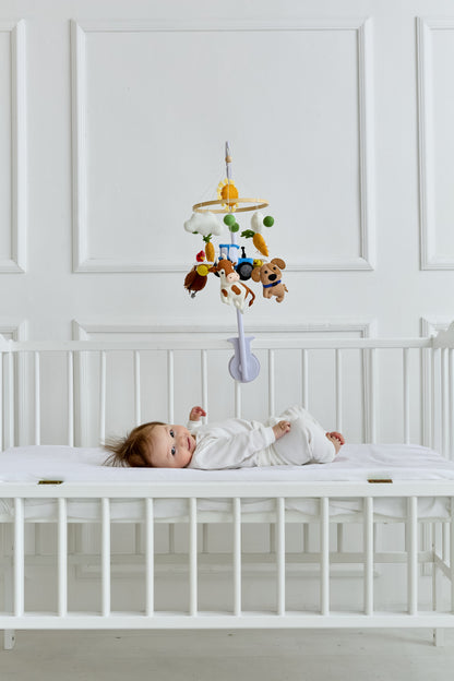 Farm mobile in neutral colors for gender-neutral nursery