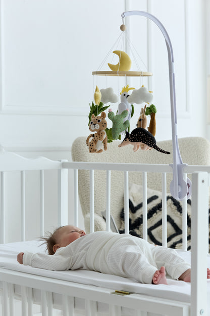Safari Baby Mobile – Felt Animal Mobile with Kangaroo, Cockatoo, Crocodile, Cheetah & Armadillo