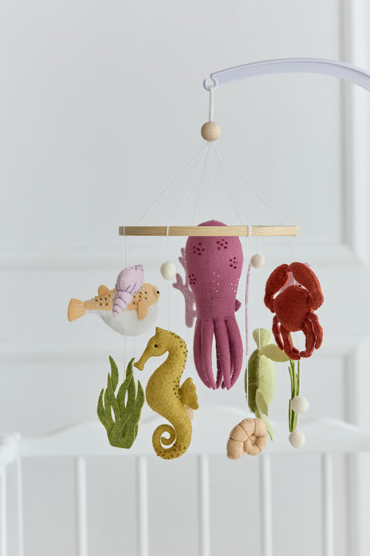 Handmade nautical crib mobile with sea animals