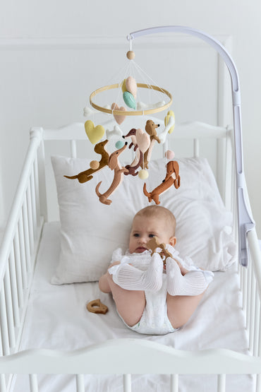 Dachshund Baby Mobile – Felt Dog Crib Mobile for Baby Boy or Girl