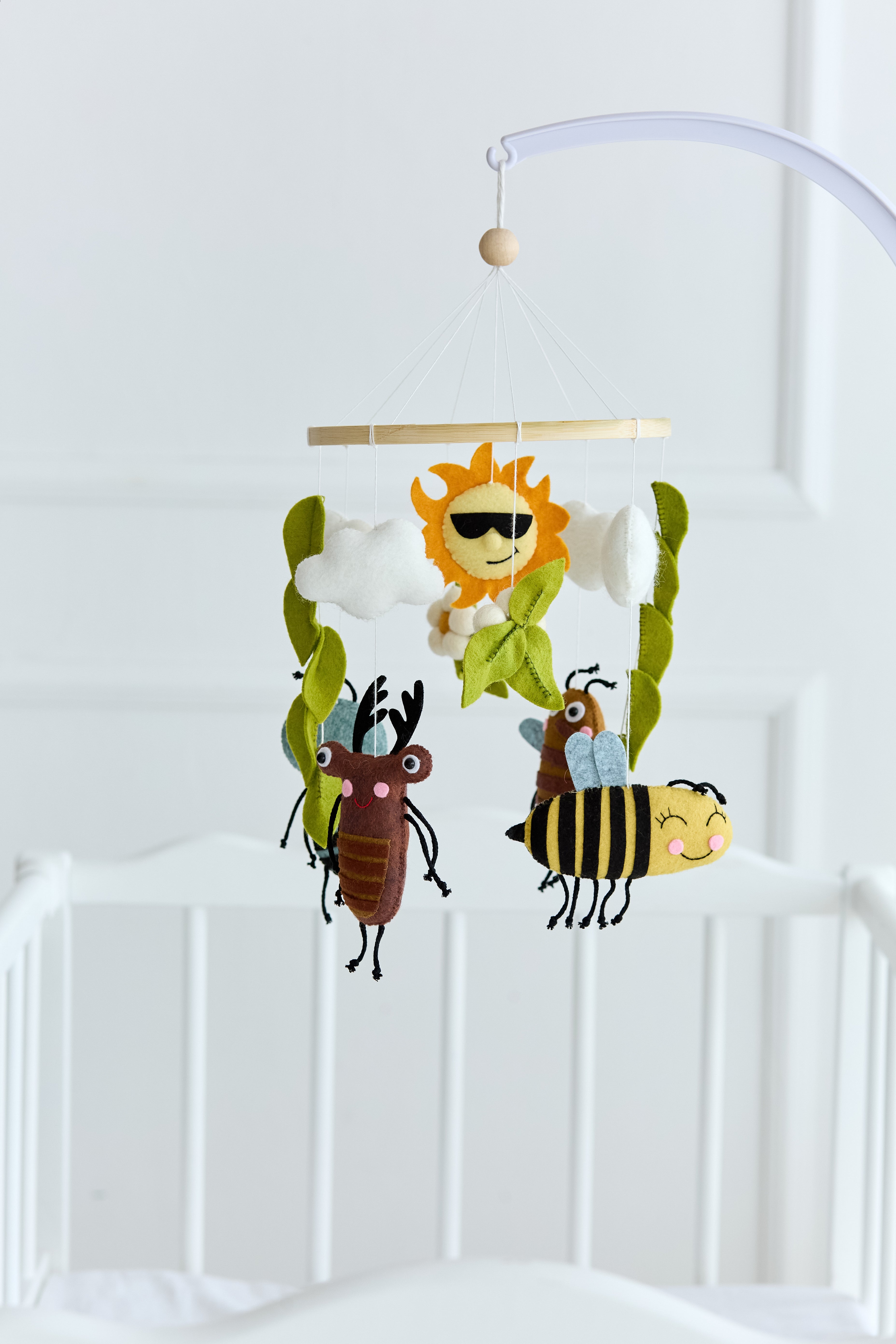 Bug baby mobile with bee, mosquito, ant and beetle