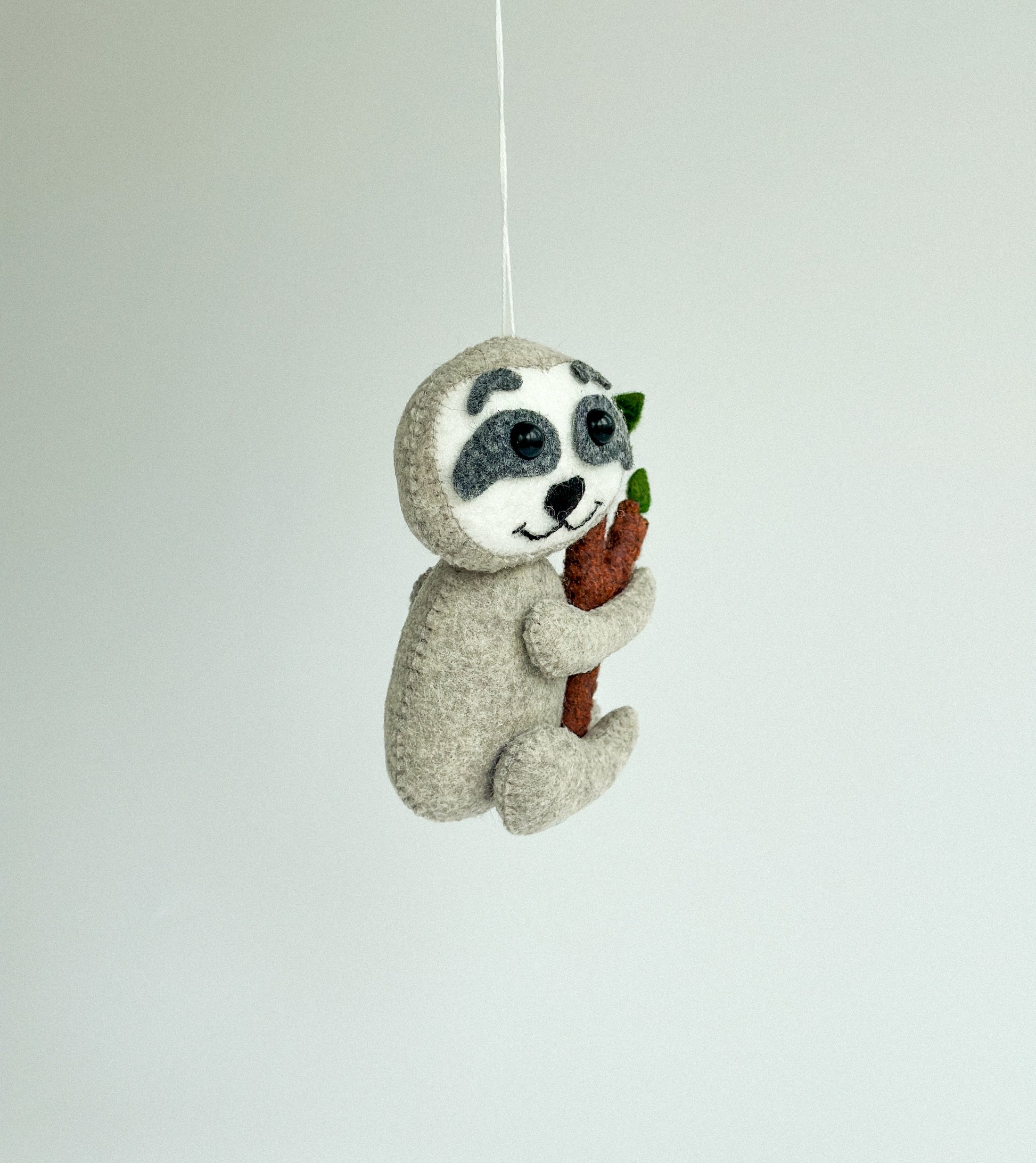 Handcrafted Felt Sloth on Branch Ornament