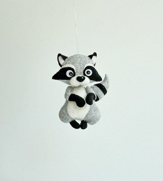 Handcrafted Felt Raccoon Ornament 