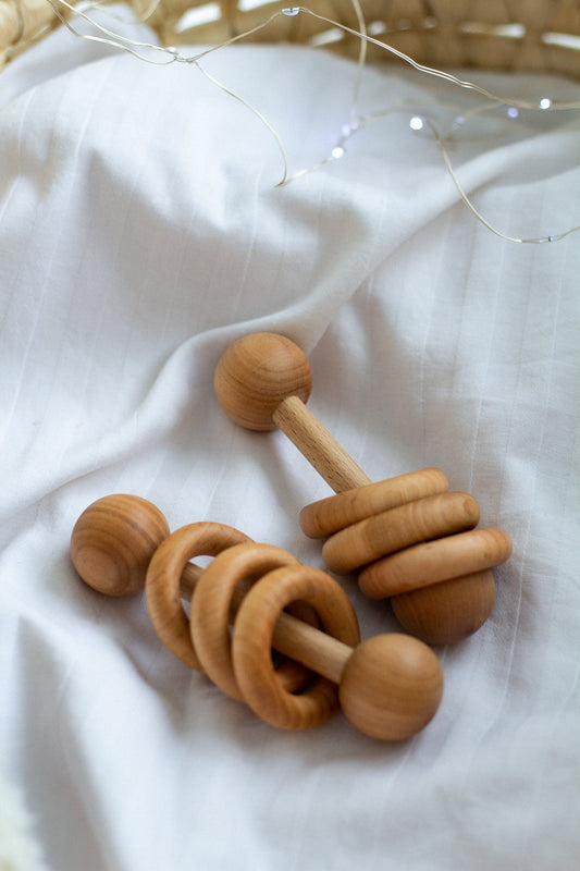 Montessori Rattle Wooden Rattle for Toddlers
