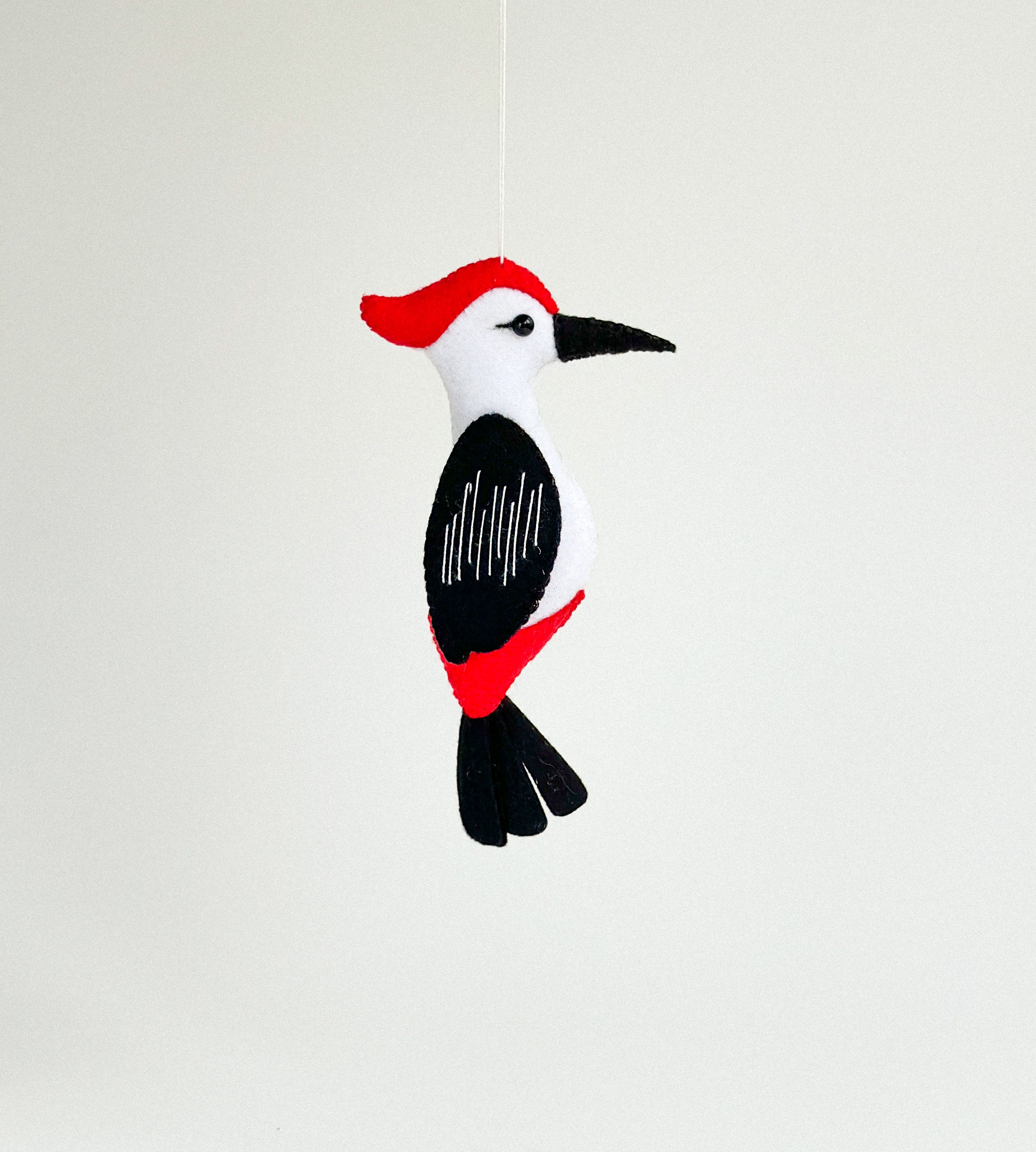 Handcrafted Felt Woodpecker Ornament