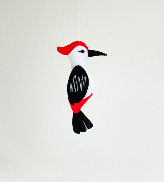 Handcrafted Felt Woodpecker Ornament