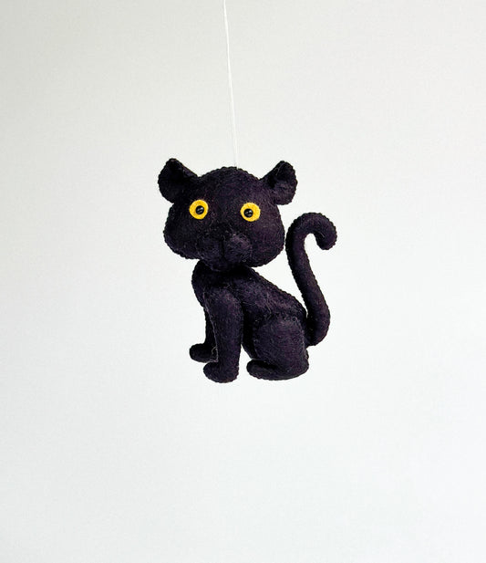 Handcrafted Felt Panther Ornament