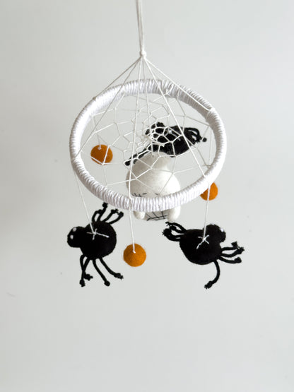 Halloween Mini Mobile – Felt Ghost and Spiders Hanging Decoration