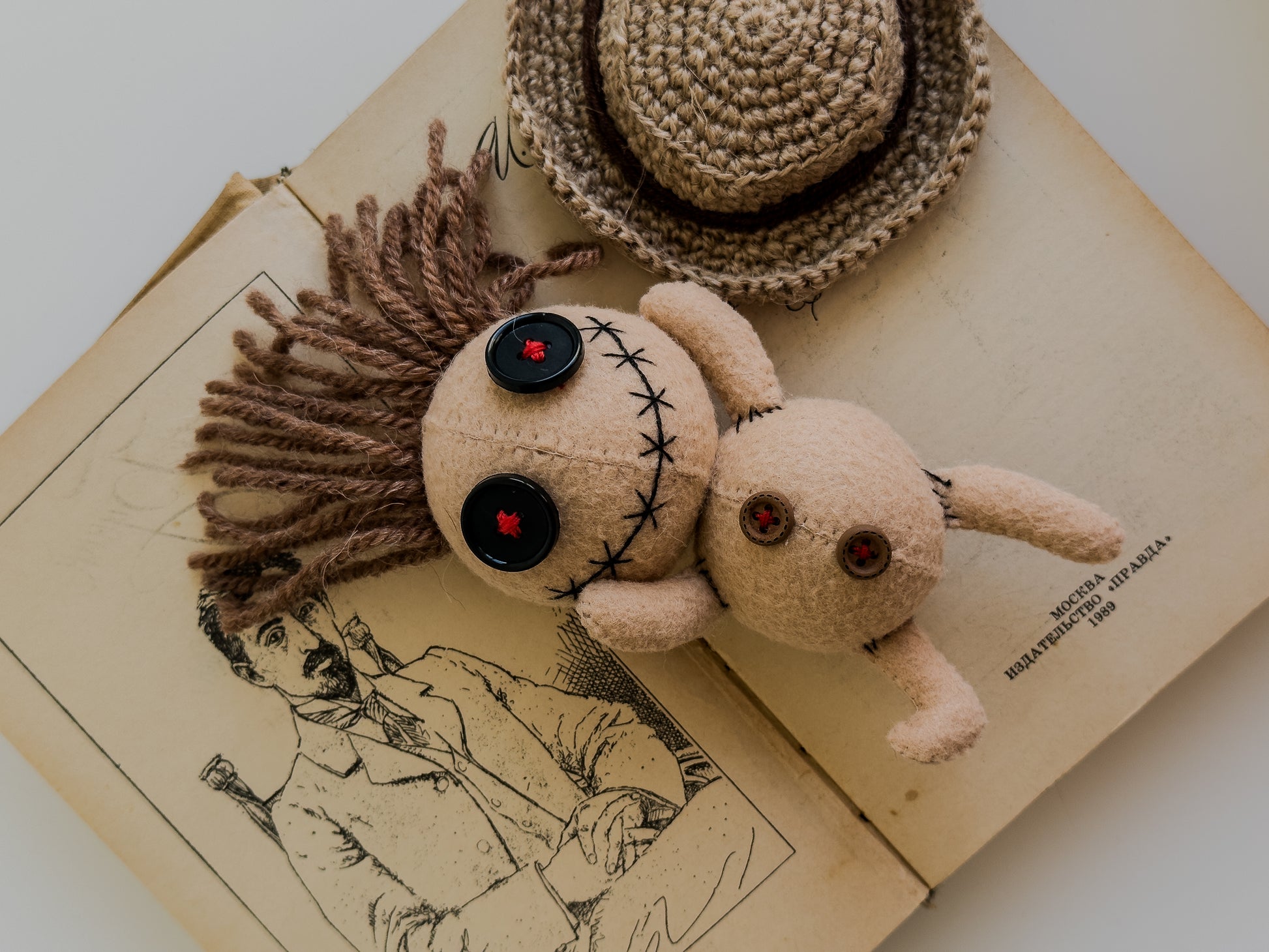 Handmade Halloween voodoo plush with stitched details