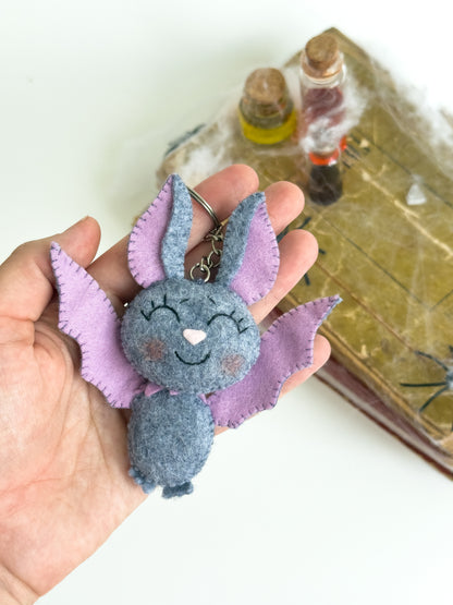 Small spooky bat ornament in kawaii style, perfect for Halloween trick-or-treat bags