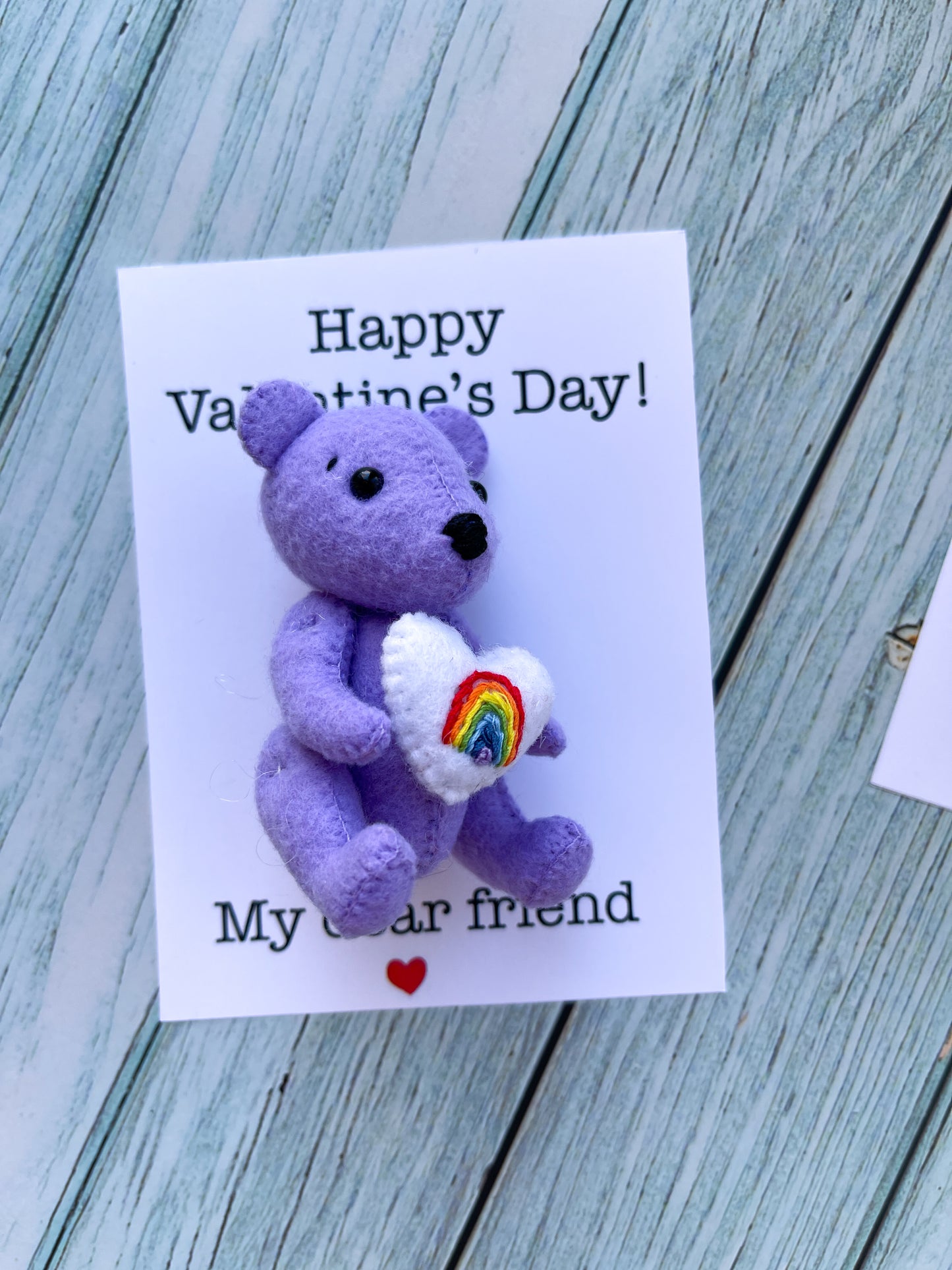 Bear Love Card l Valentines Day Card l Valentines Card for her l Love Card l Bear Card lHand Sewn Felt Pocket Hug | Pick Me Up Gift