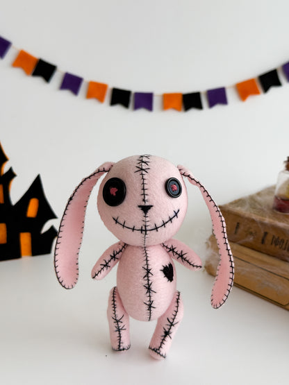 Hand-stitched spooky bunny plush gift
