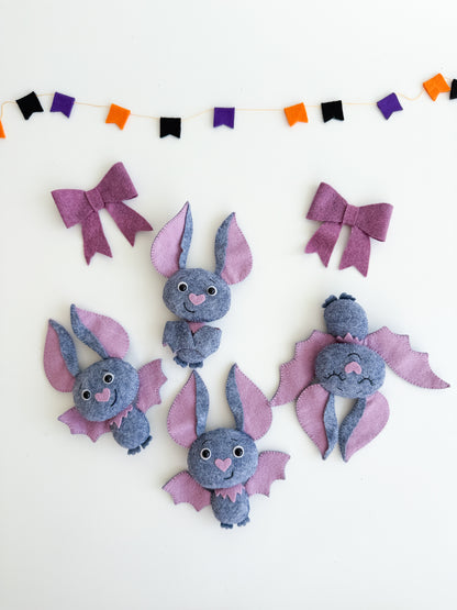 Handmade Felt Bat Ornament – Halloween Plush Decoration