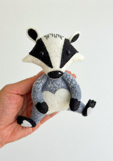 Badger Felt Ornament | Handmade Felt Toy | Woodland Animal Decor - WoollyFox