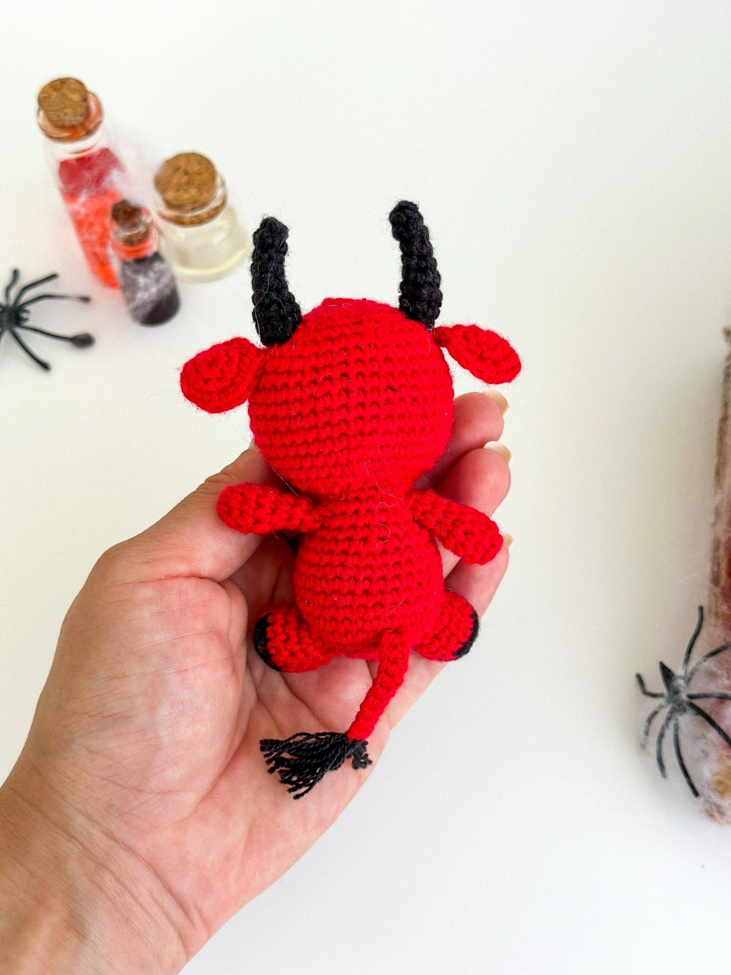 Baphomet Amigurumi Plush – Occult Car Mirror Charm, Handmade Crochet Gothic Decoration, Satanic Ornament - WoollyFox