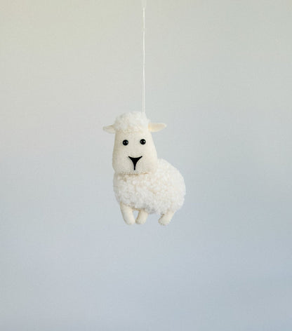 Boucle Felt Sheep Ornament – Soft Animal Toy or Tree Decoration - WoollyFox
