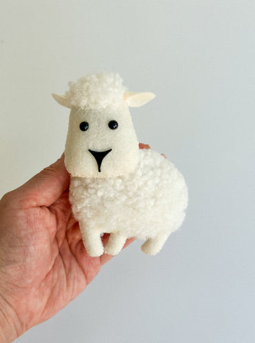 Boucle Felt Sheep Ornament – Soft Animal Toy or Tree Decoration - WoollyFox