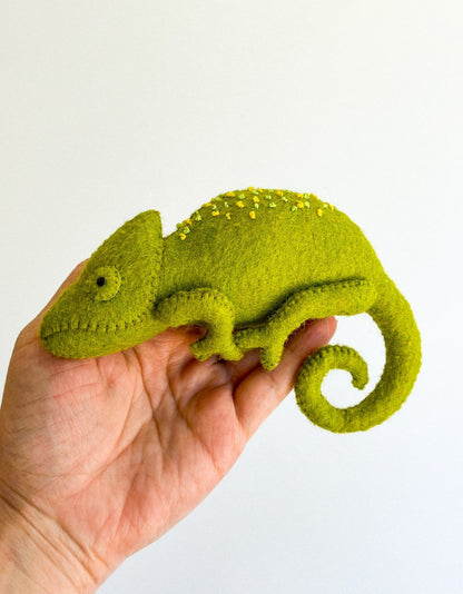 Chameleon Felt Ornament | Handmade Felt Toy | Jungle Animal Decor - WoollyFox