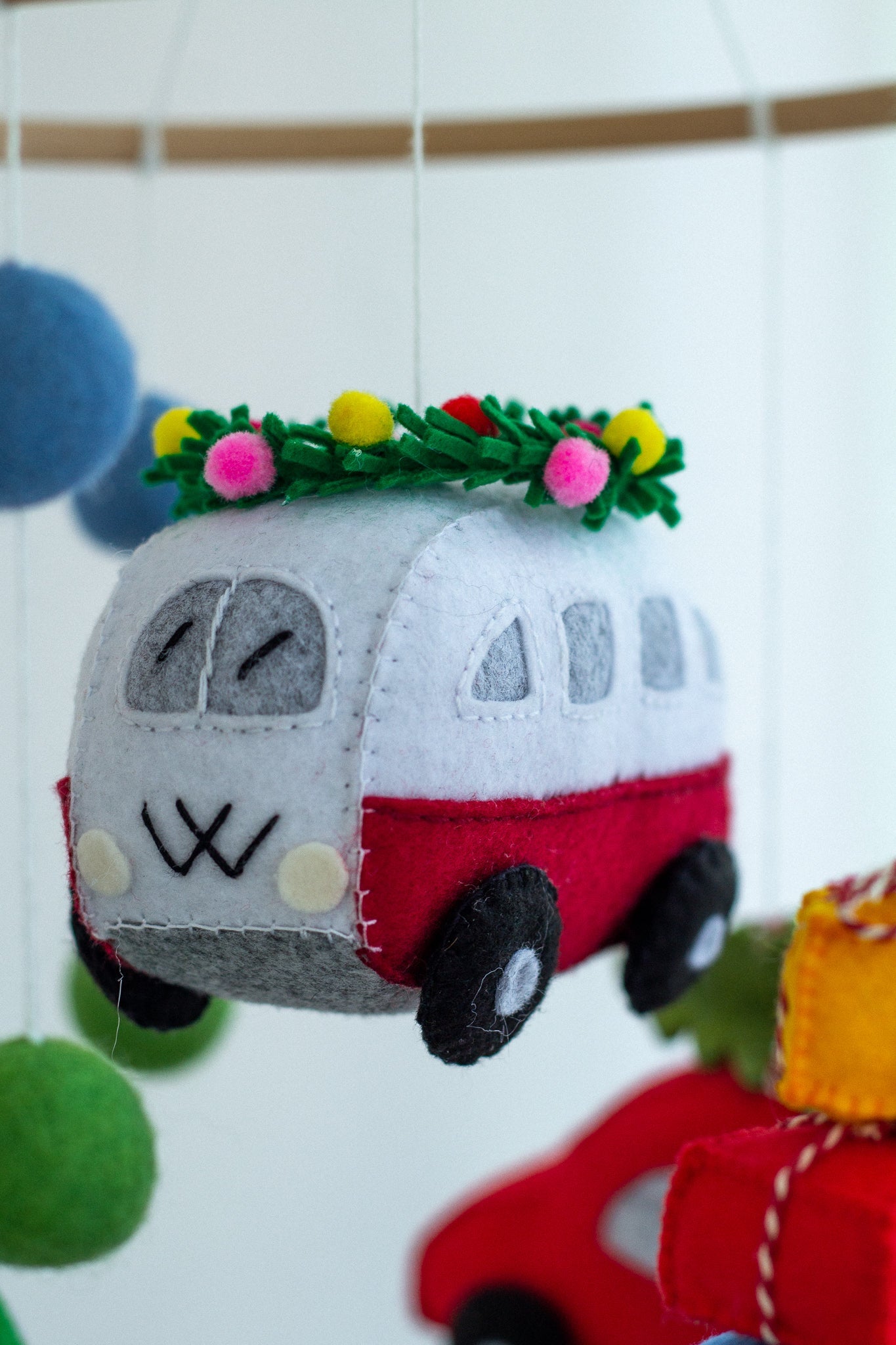 Christmas Car Baby Mobile – Handmade Felt Nursery Decor with Cars & Gifts - WoollyFox