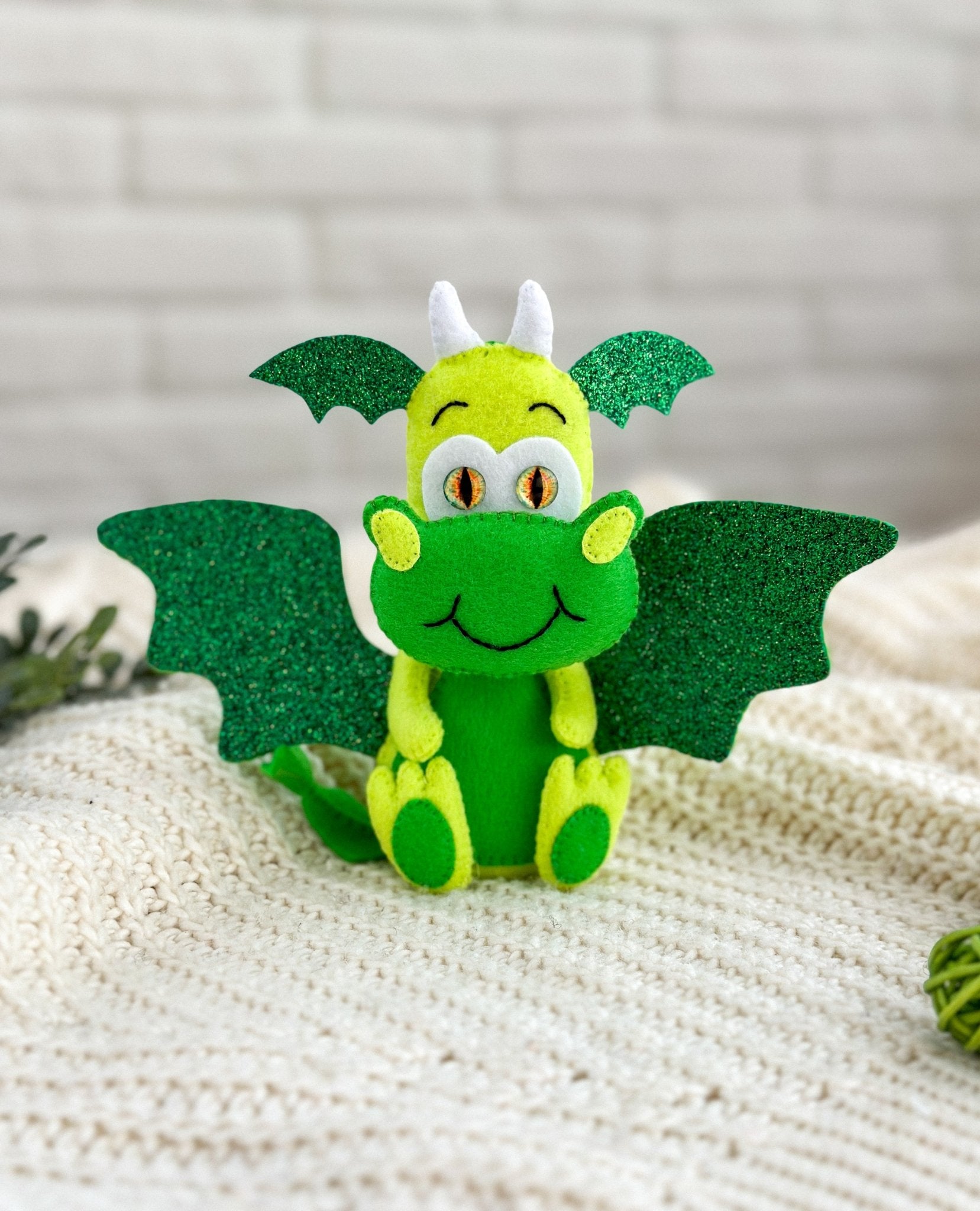 Christmas Dragon Made Of Felt - WoollyFox