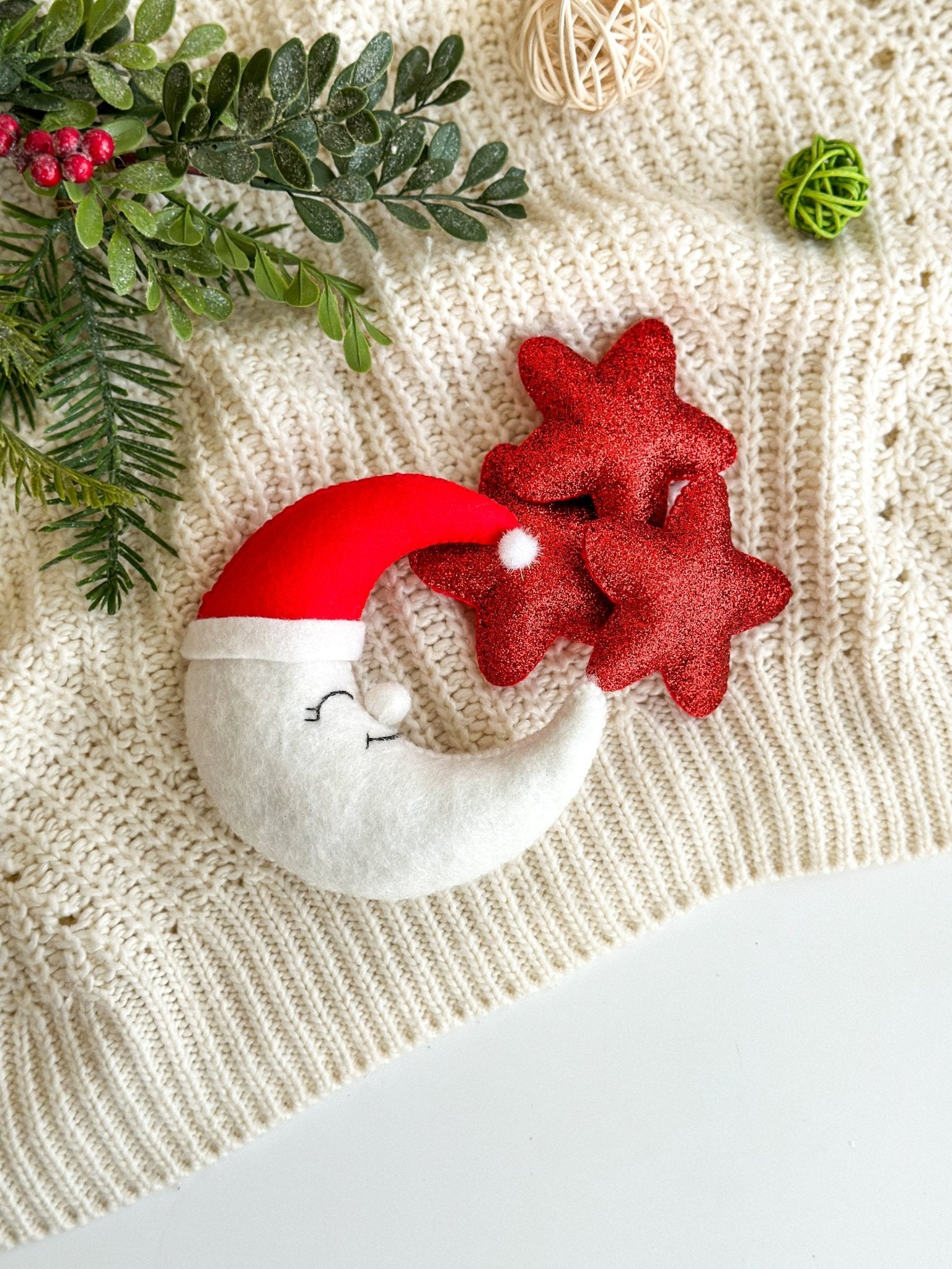 Christmas Ornaments Moon And Stars - WoollyFox