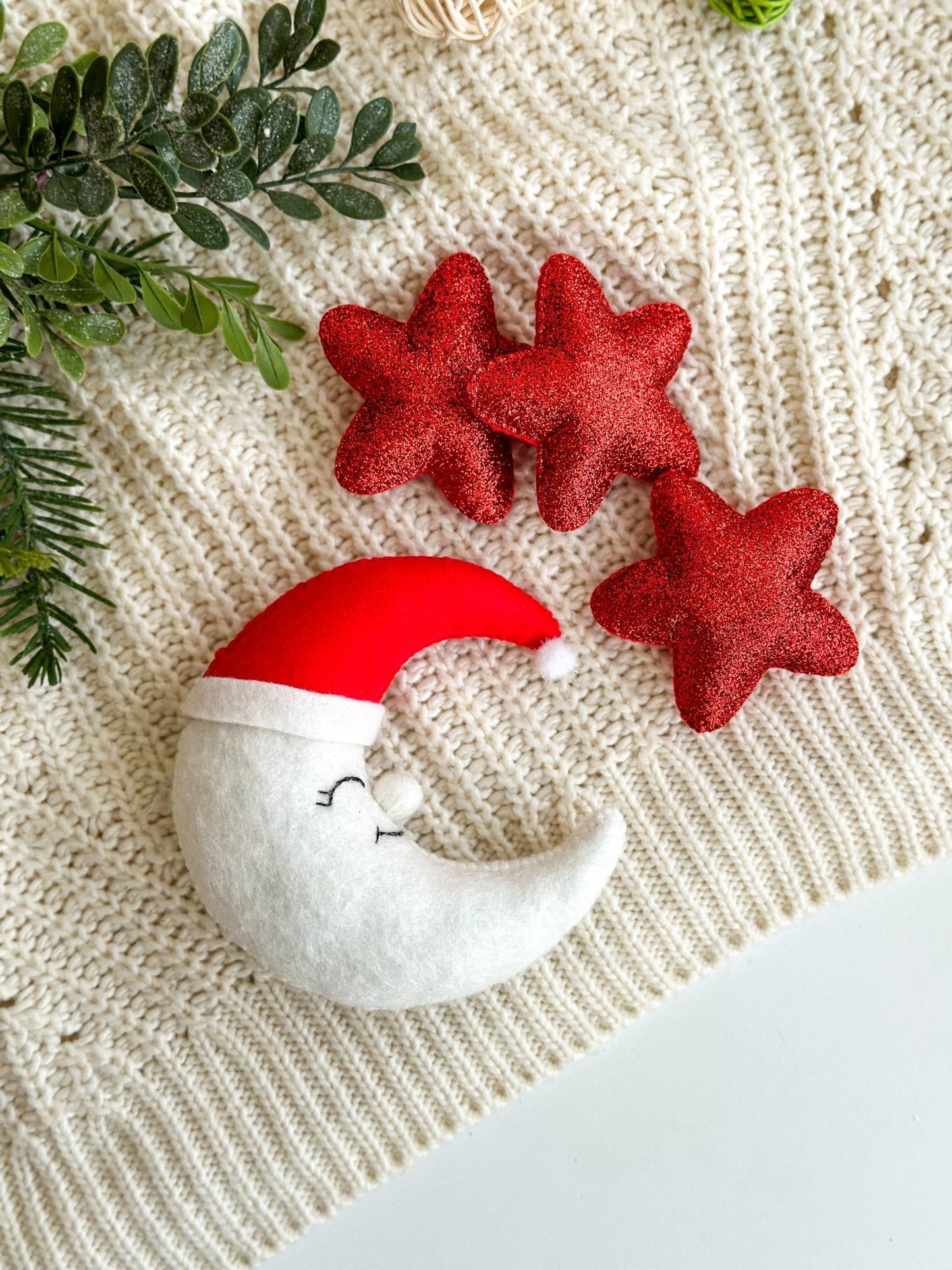 Christmas Ornaments Moon And Stars - WoollyFox